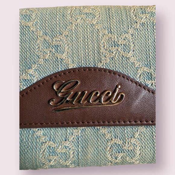 Authentic Gucci Denim GG Monogram Continental Wallet | Brown Leather - Picture 7 of 7